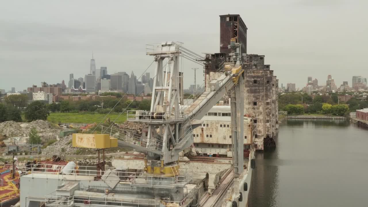 Video Stock Cargo Ship Crane In The Dock Aerial View Live Wallpaper For PC - Free Download