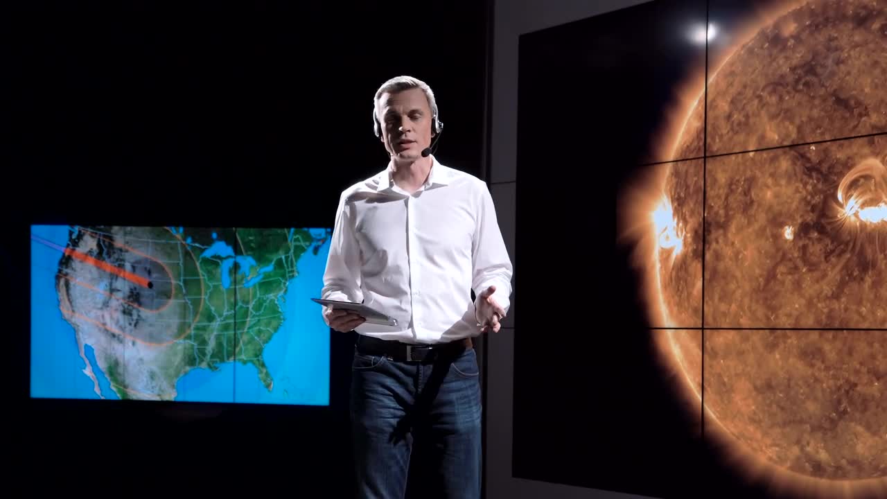 Stock Footage Weather Newscaster Presenting An Eclipse Live Wallpaper - Free Download
