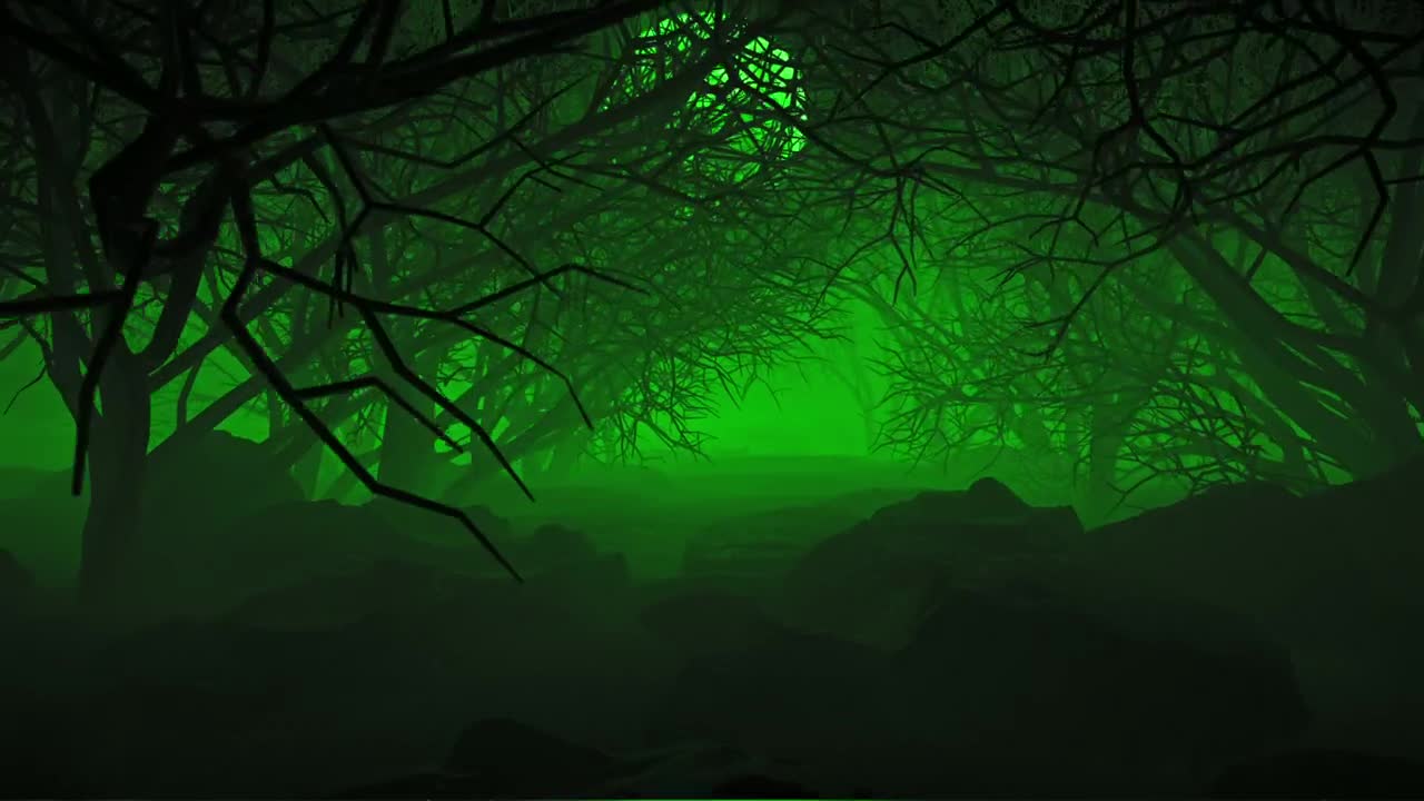 Stock Video Dark Forest Under The Moon And A Green Haze Live Wallpaper For PC - Free Download
