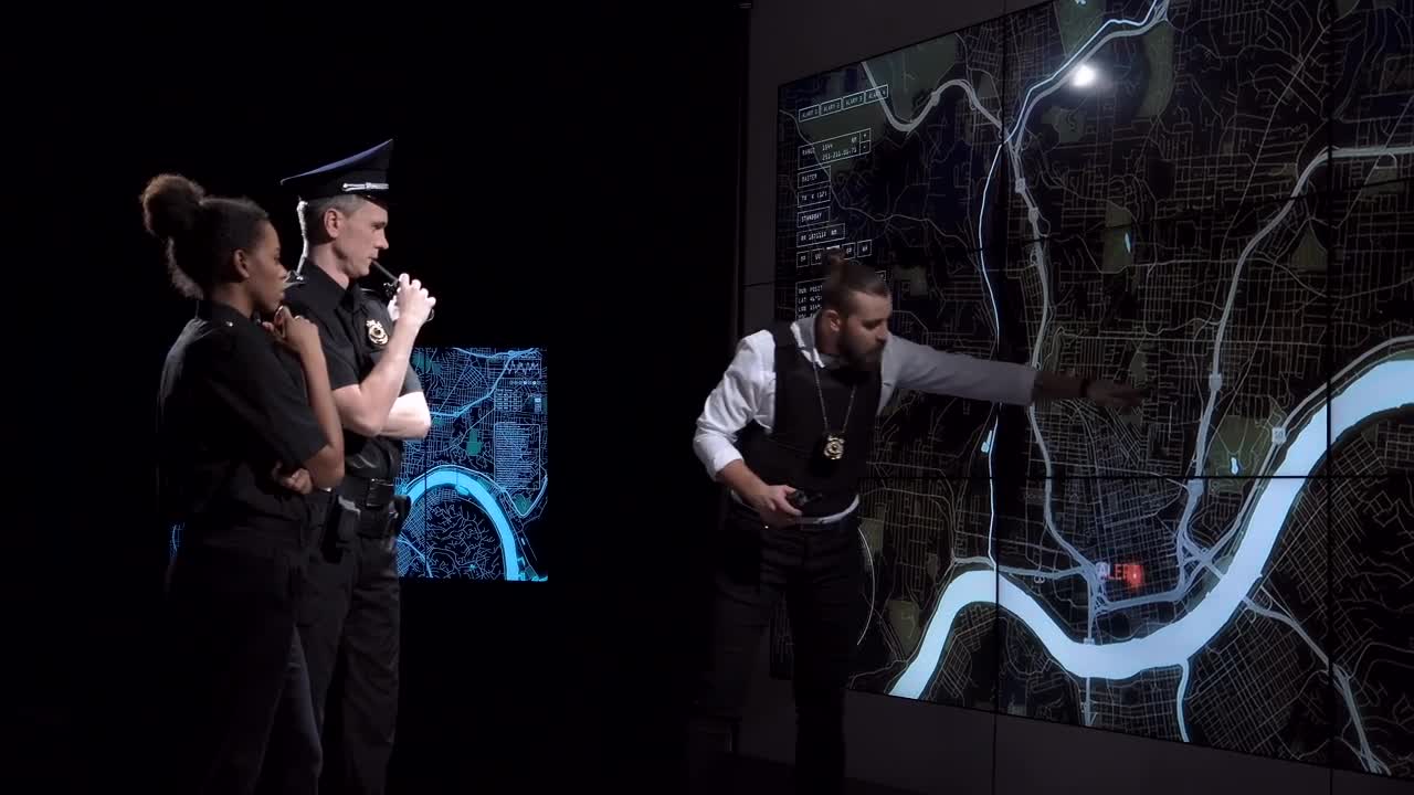 Video Stock Police Officers Watching An Alert On A Map Live Wallpaper Free - Free Download