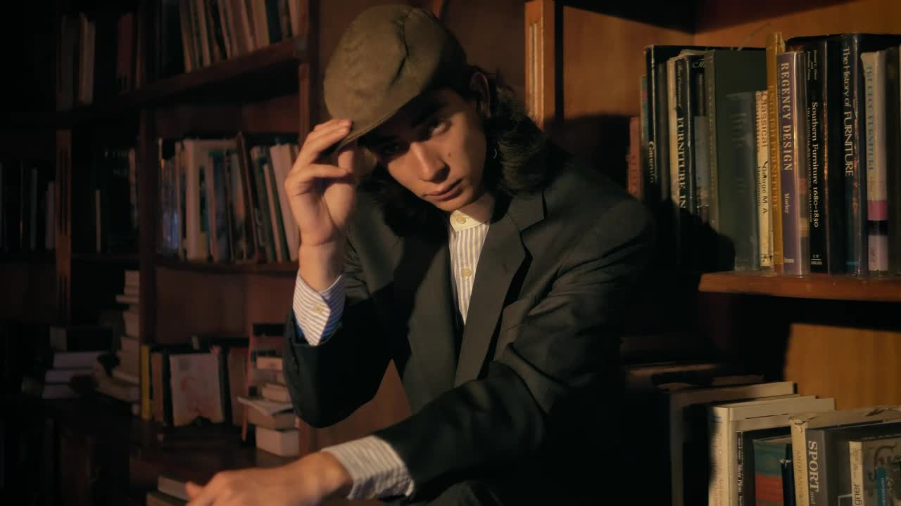 Free Stock Video Young Old Fashion Model Smoking In A Bookstore Live Wallpaper - Free Download