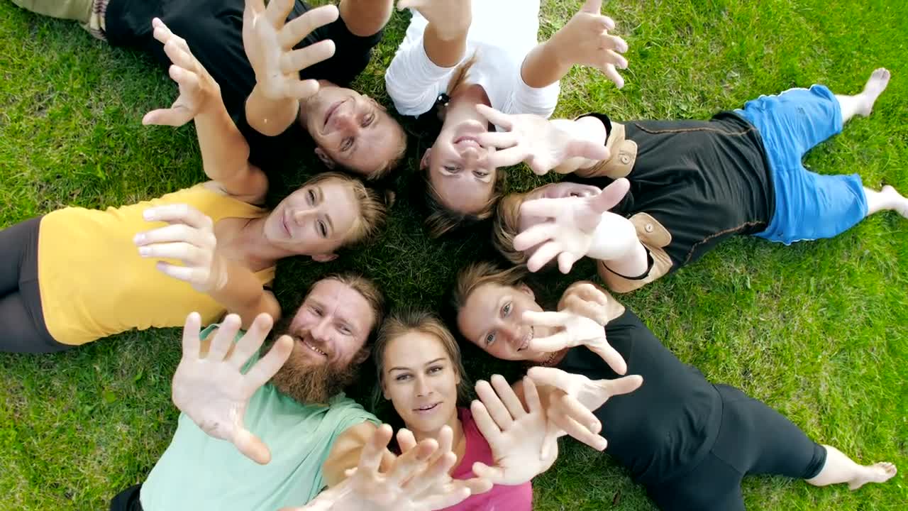 Stock Video Friends Lying On The Grass Waving At The Camera Live Wallpaper For PC - Free Download