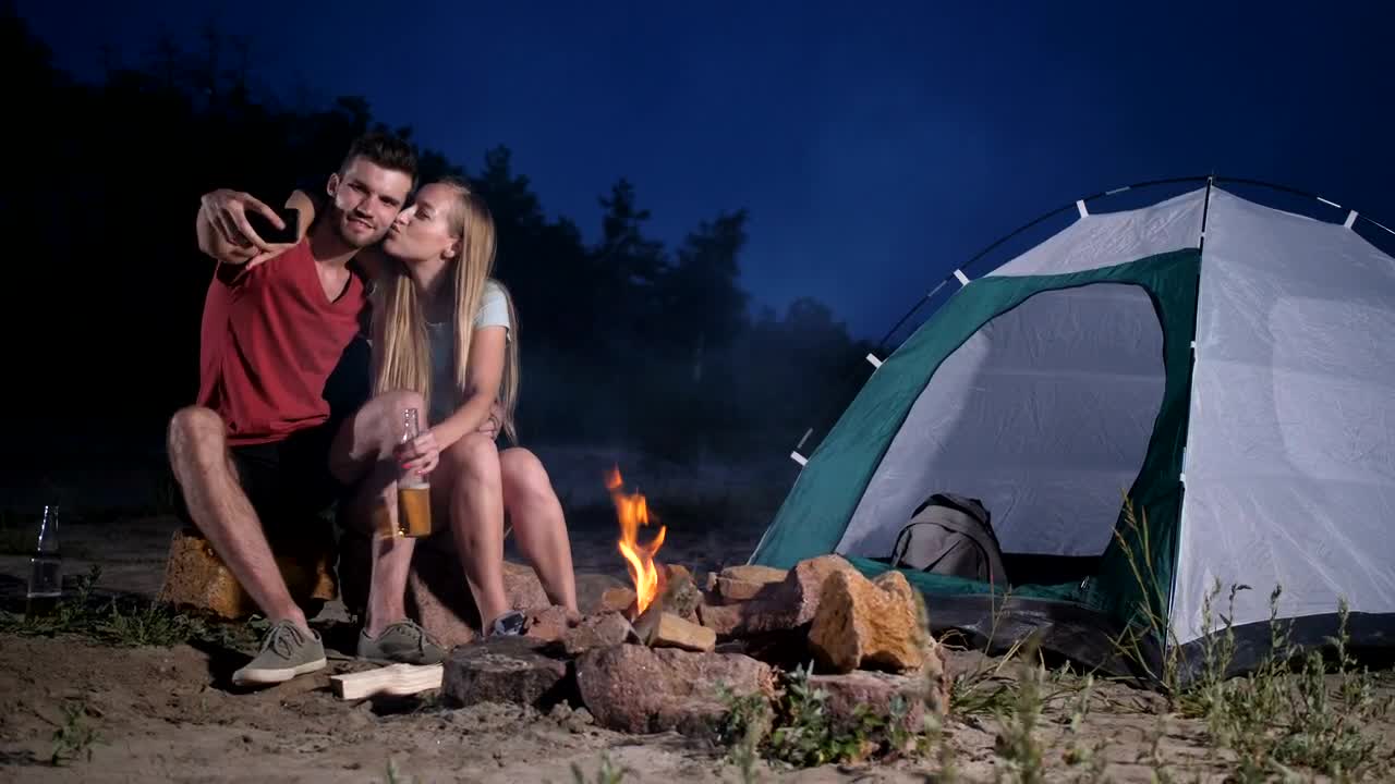 Stock Video Couple Kissing By The Campfire Live Wallpaper For PC - Free Download