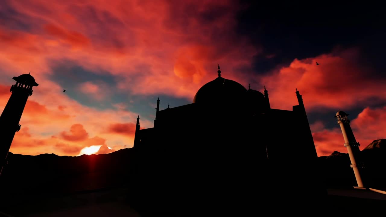 Free Stock Video Silhouette Of The Taj Mahal With The Sunset Behind Live Wallpaper - Free Download