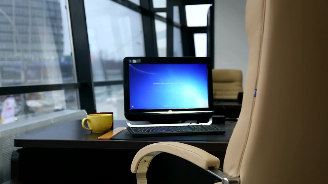 Stock Video Computer And Yellow Cup Near The Window Office Live Wallpaper For PC - Free Download