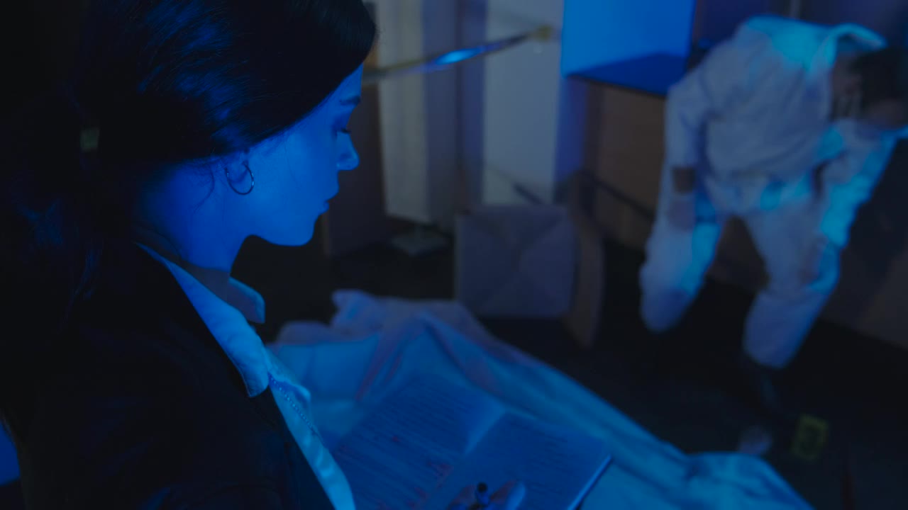 Video Stock Police Woman Interrogating The Coroner At A Crime Scene Live Wallpaper Free - Free Download