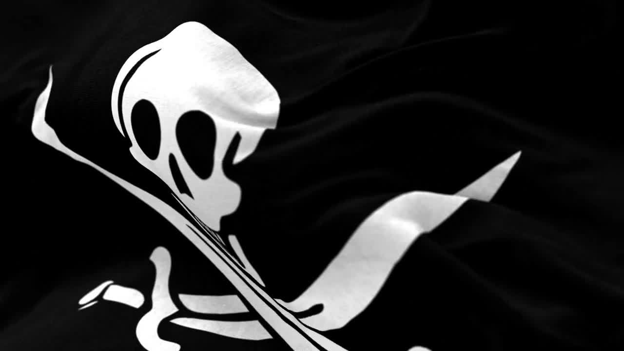 Video Stock Pirate Or Hacker Flag Waving Close Up Live Wallpaper Free - Free Download
