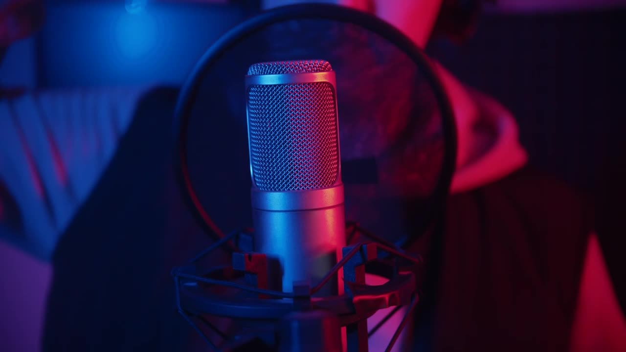 Video Stock Rapper Recording A Track In A Music Studio Live Wallpaper Free - Free Download