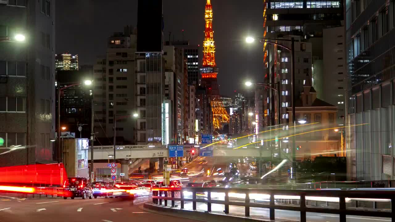 Free Video Stock tokyo night street with fast traffic and tower Live Wallpaper - Free Download