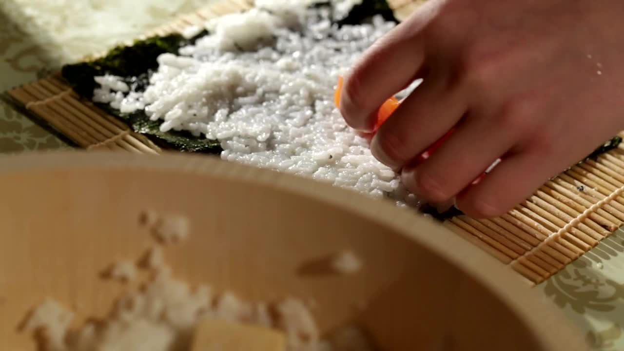 Free Stock Video Rolling A Sushi Roll Filled With Salmon Live Wallpaper - Free Download