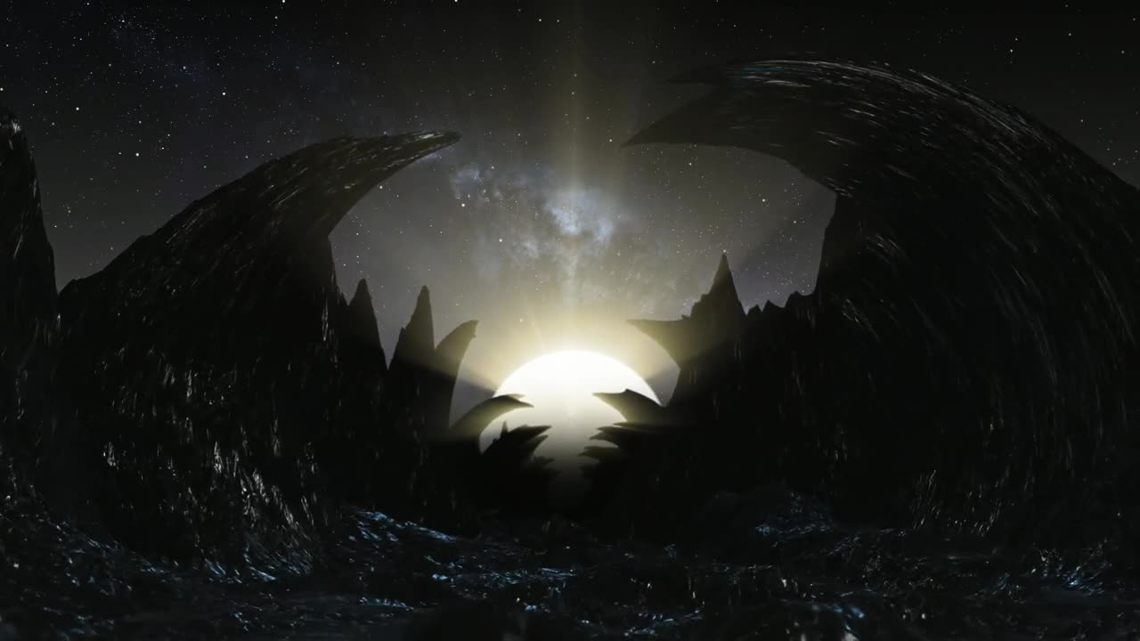 Stock Video Flying Across A Dark Rocky Alien Planet Live Wallpaper For PC - Free Download