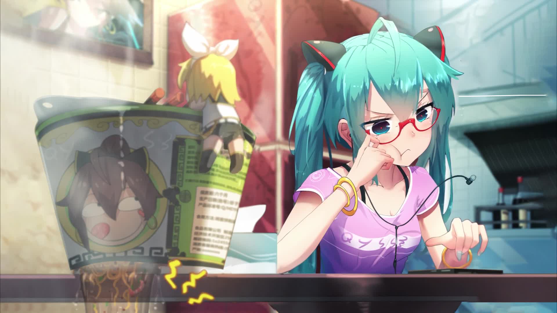 Anime Hatsune Miku Using Smartphone Live Wallpaper - Free Download