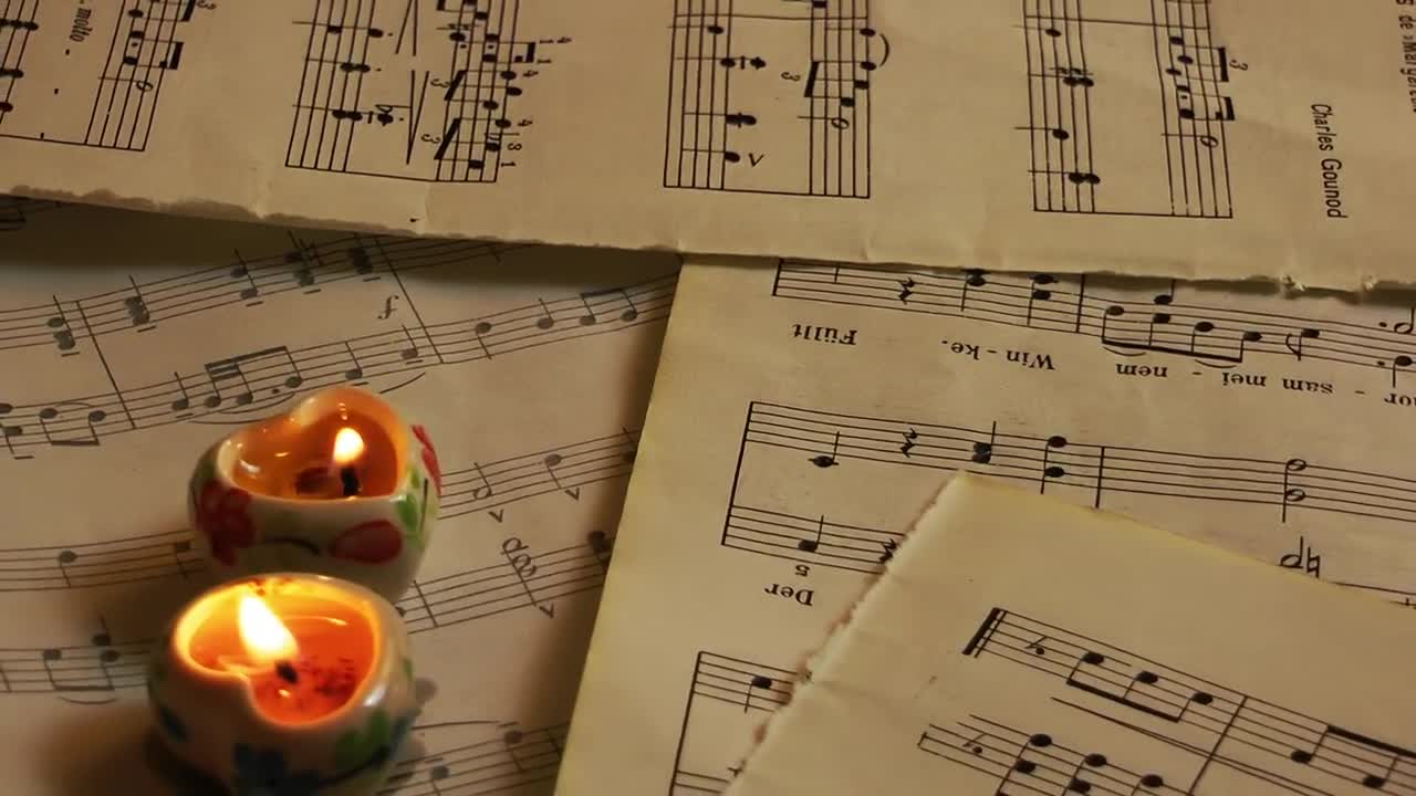 Stock Video Heart Candles On Sheet Music Animated Wallpaper - Free Download