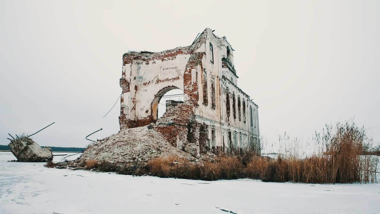 Video Stock Church Ruins Covered In Snow Live Wallpaper For PC - Free Download