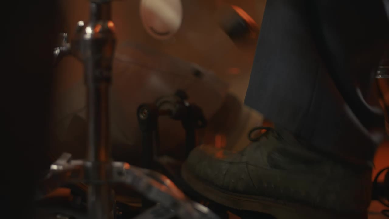 Stock Video Foot Of A Drummer Playing The Bass Drum With The Live Wallpaper For PC - Free Download