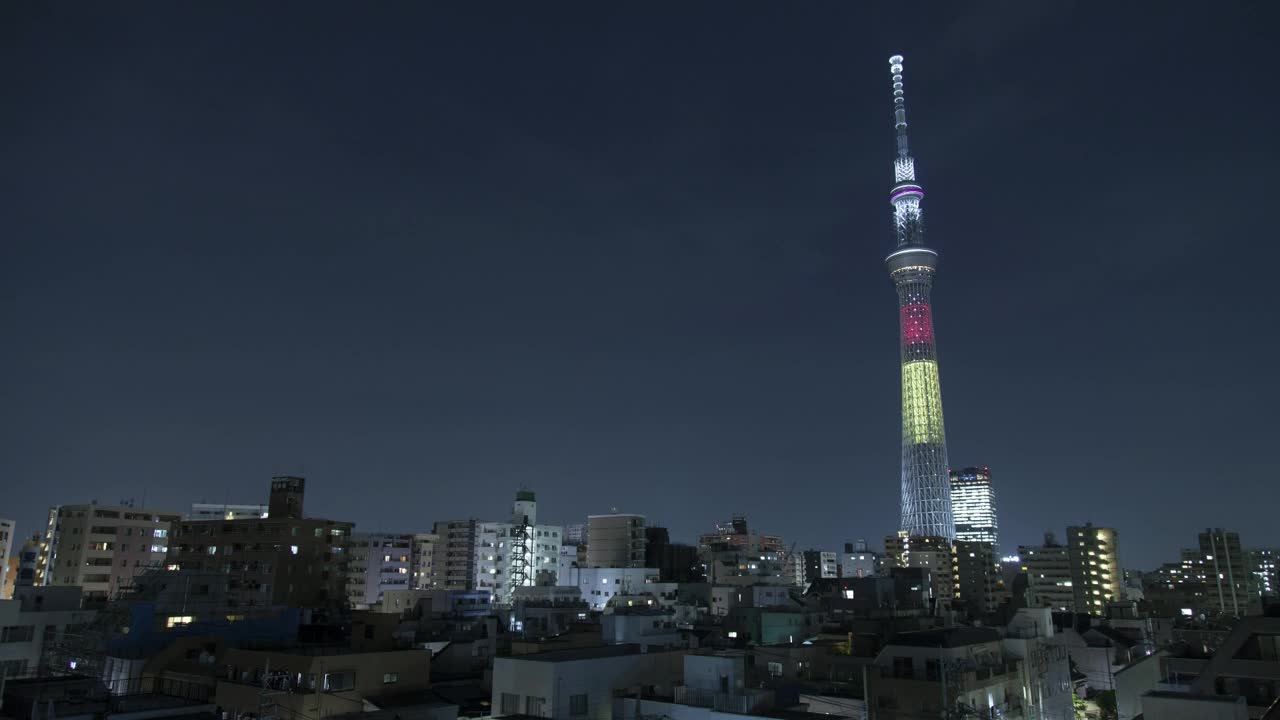 Free Stock Video Roofs Of Buildings And A Tower At Night Live Wallpaper - Free Download