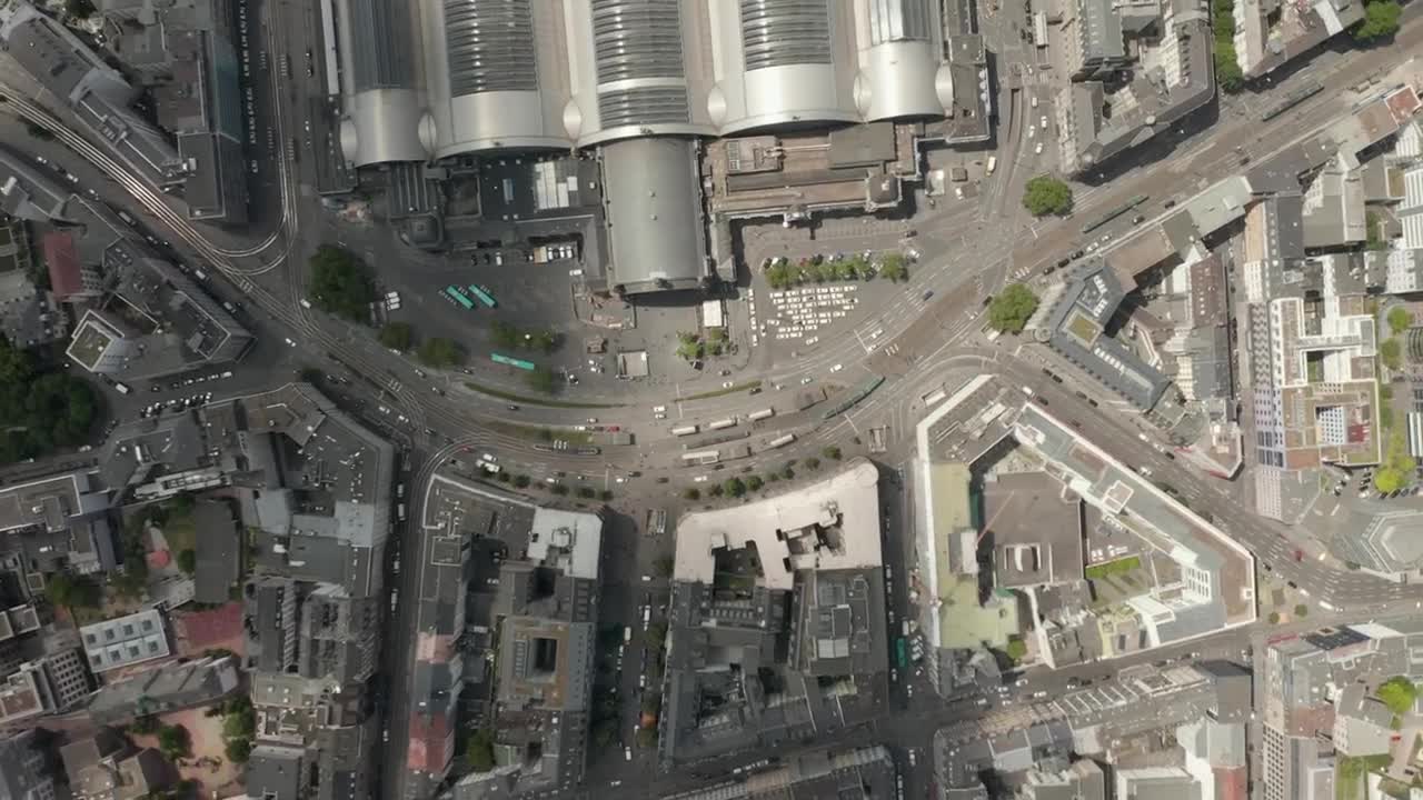 Free Video Stock top aerial spinning shot of germany train station Live Wallpaper - Free Download