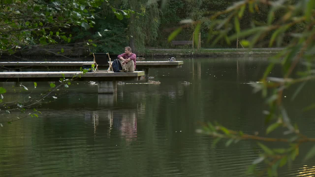 Stock Video Man In The Lake Dock Walks Awa Animated Wallpaper - Free Download