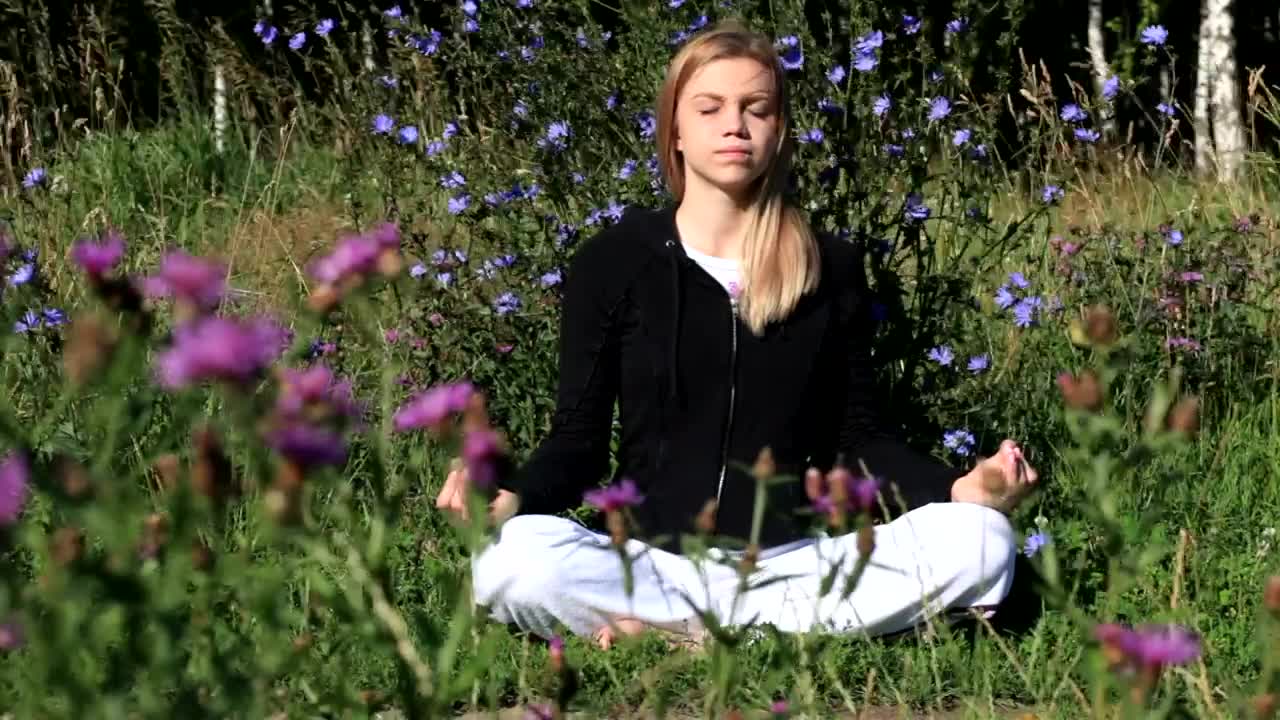 Stock Video Meditating Surrounded By Wildflower Animated Wallpaper - Free Download