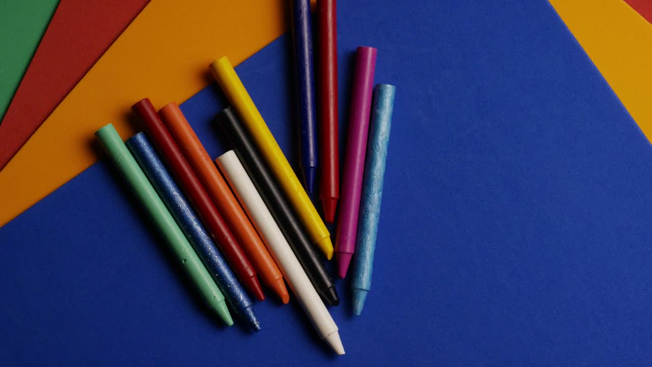 Stock Video Colorful Composition Of Paper And Crayons Live Wallpaper For PC - Free Download