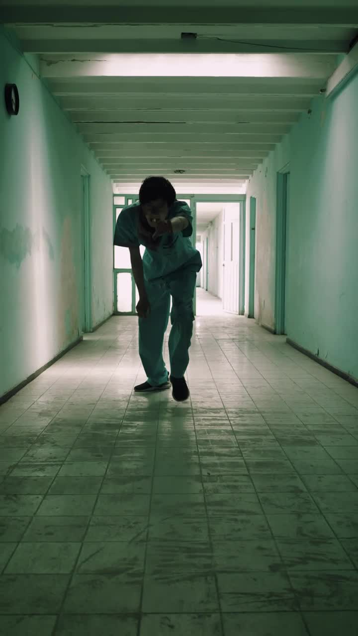 Stock Video Creepy Zombie Male Nurse Approaching Down A Hallway Live Wallpaper For PC - Free Download