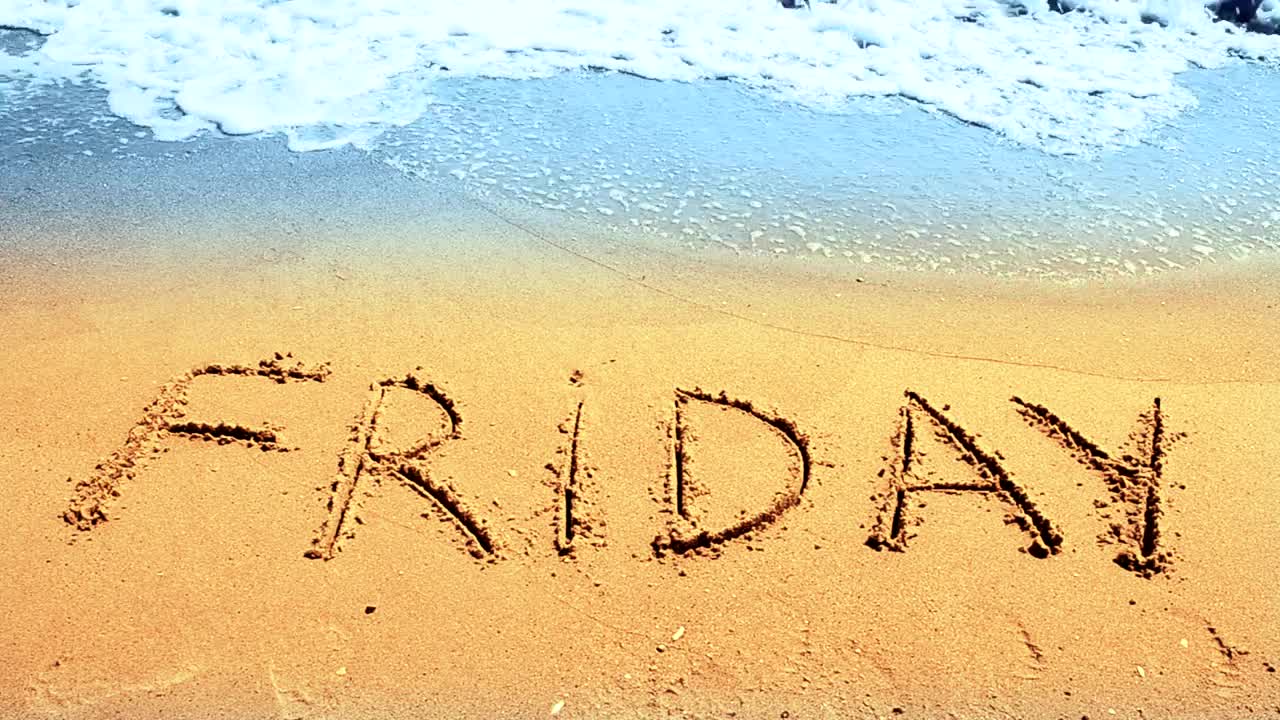 Stock Video Friday Written In Sand Live Wallpaper For PC - Free Download
