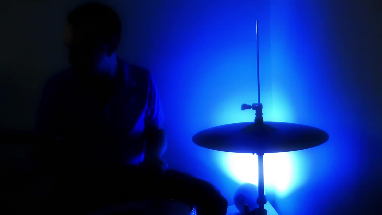 Video Stock Playing Drums In The Dark With A Lamp Colors Live Wallpaper Free - Free Download