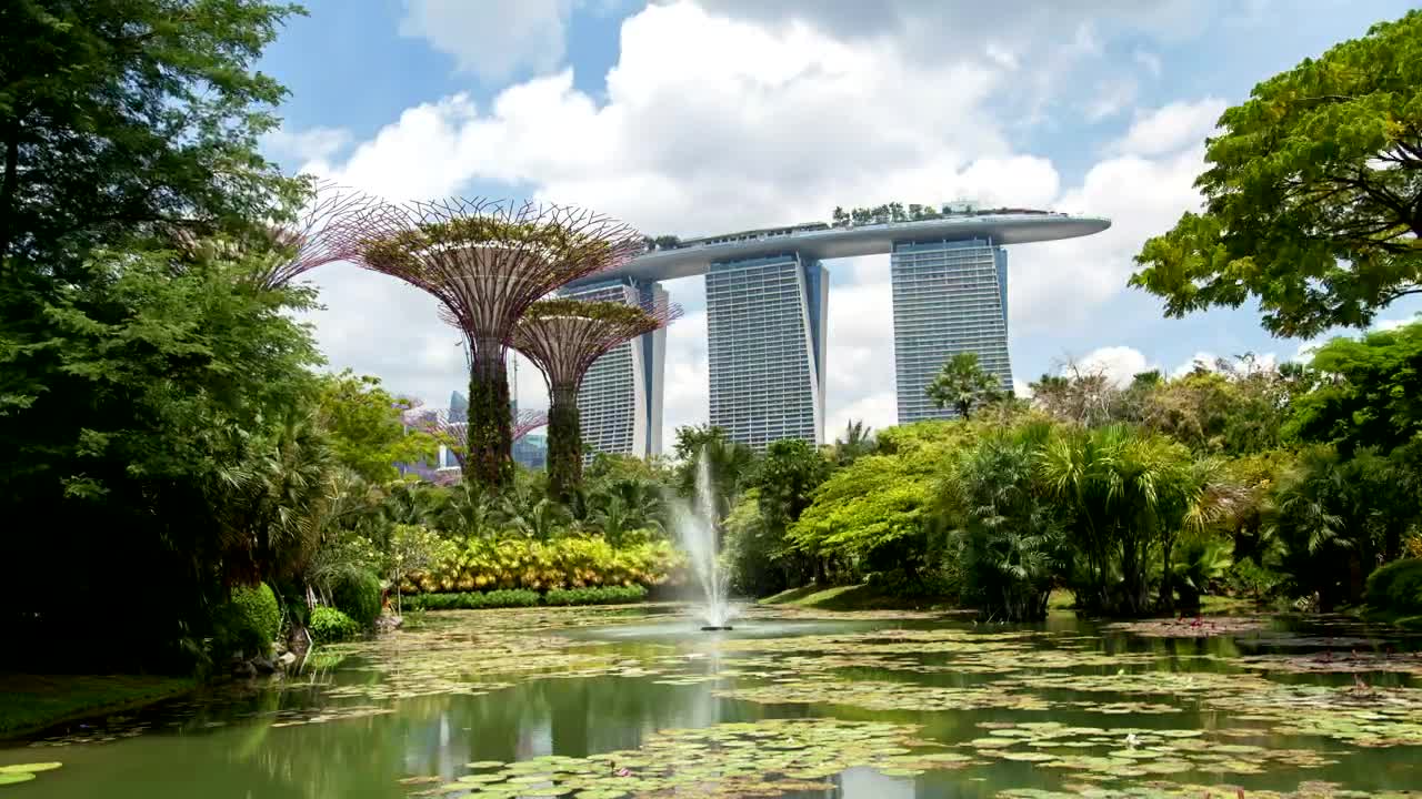 Free Stock Video Singapore Gardens And Fountain In The Lake Live Wallpaper - Free Download