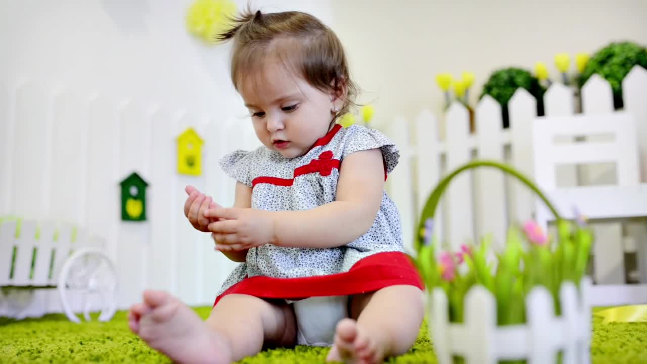 Stock Video Cute Baby On A Carpet At Her Home Live Wallpaper For PC - Free Download