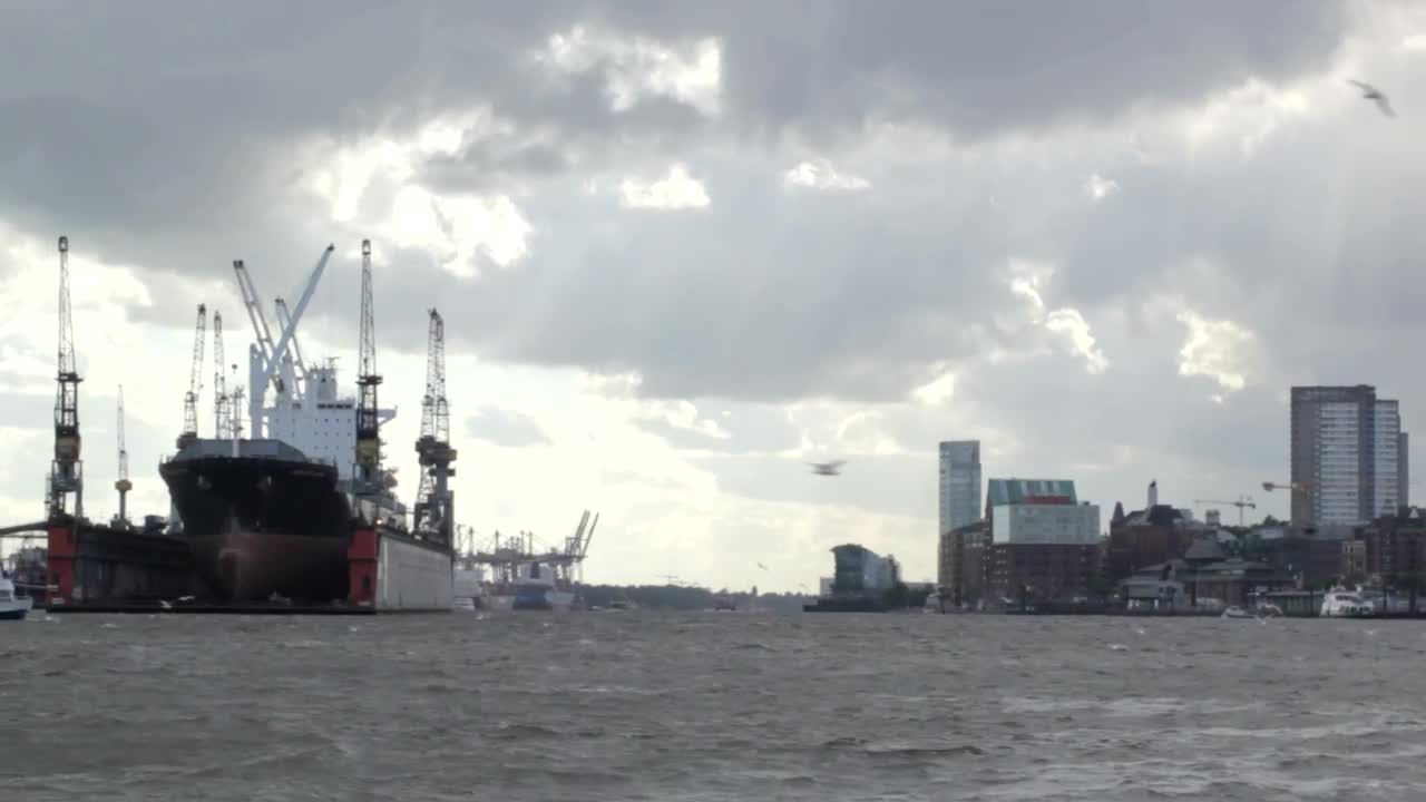 Stock Video Overcast Sky Above An Industrial Port Live Wallpaper - Free Download
