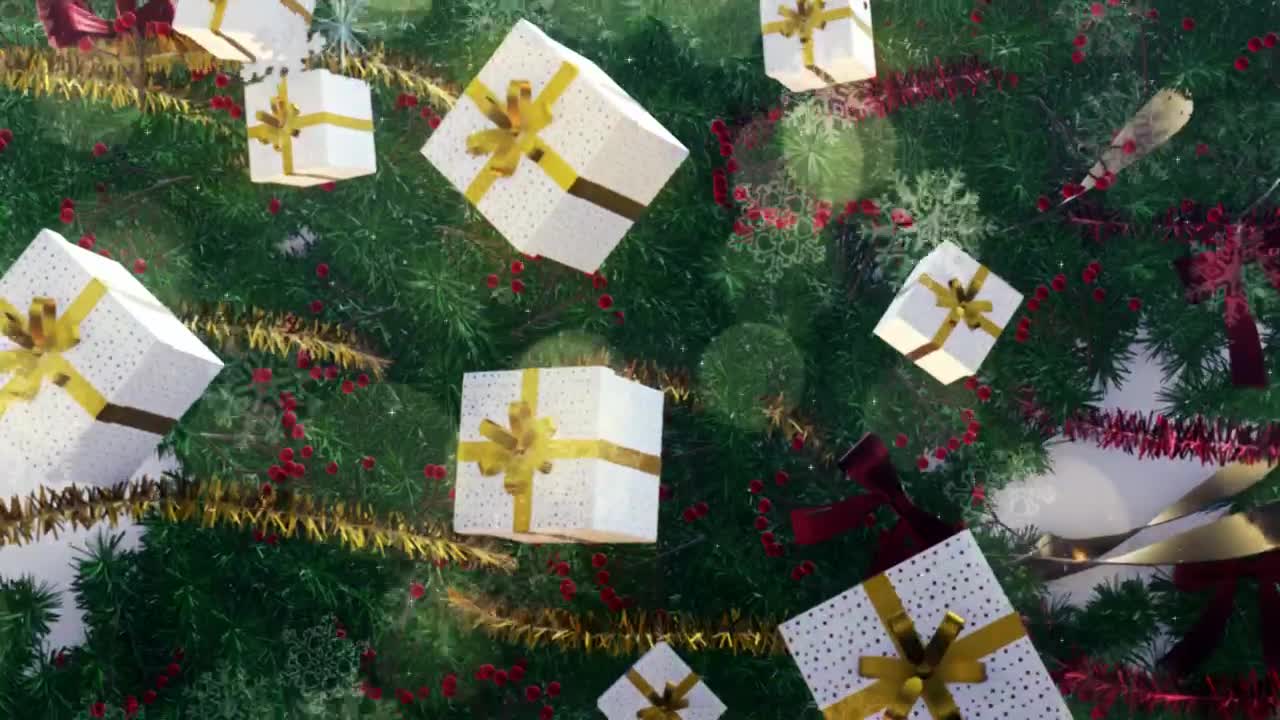 Video Stock Christmas Gifts Hanging On Tree D Render Live Wallpaper For PC - Free Download