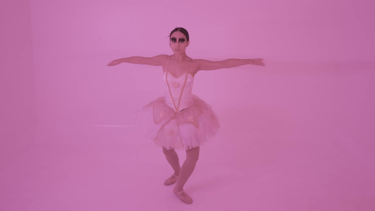 Video Stock Portrait Of A Ballerina Spinning With Pink Background Live Wallpaper Free - Free Download
