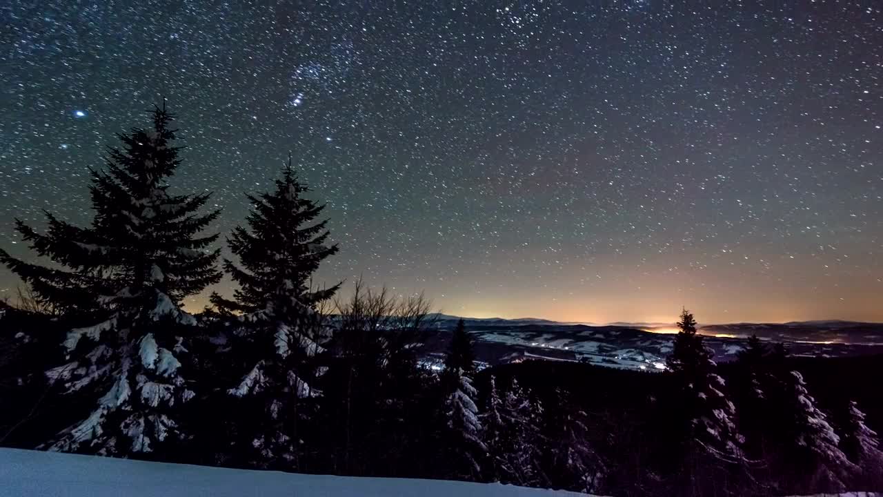 Free Video Stock Starry Night In The Forest In Winter Live Wallpaper - Free Download