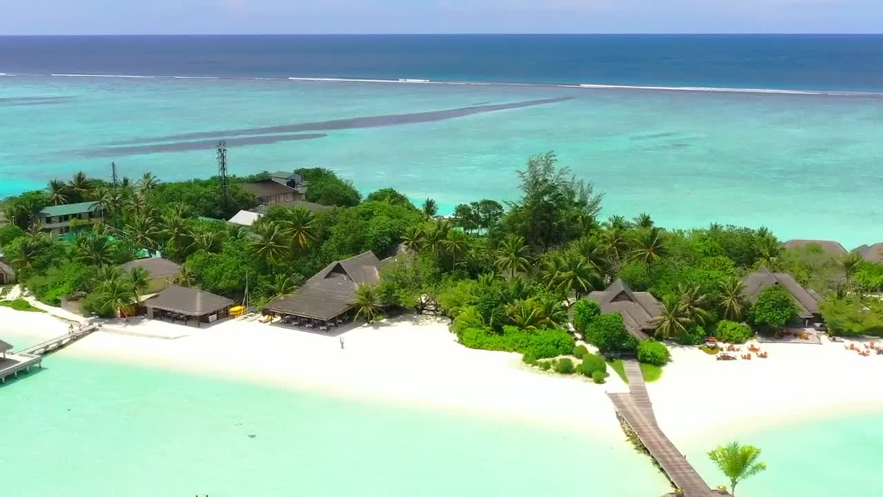 Free Video Stock tourist island with a pier and bungalows Live Wallpaper - Free Download