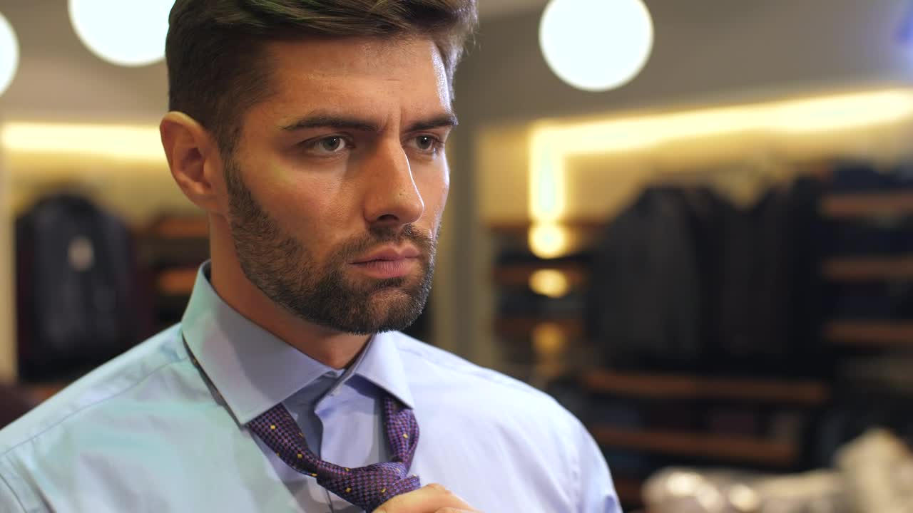 Stock Video Man Ties His Tie In Suit Sho Animated Wallpaper - Free Download