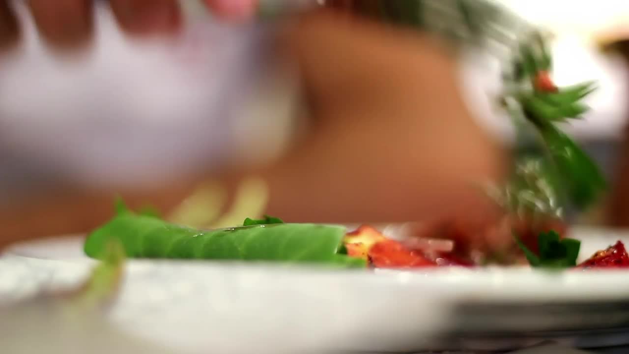 Video Stock Close Up Shot Of A Person Eating Salad With A Live Wallpaper For PC - Free Download