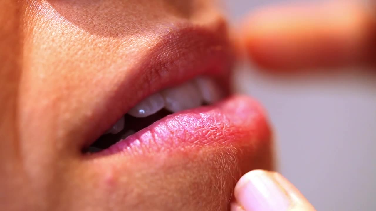 Free Video Stock Smile Of A Woman While Makeup Her Lips Live Wallpaper - Free Download
