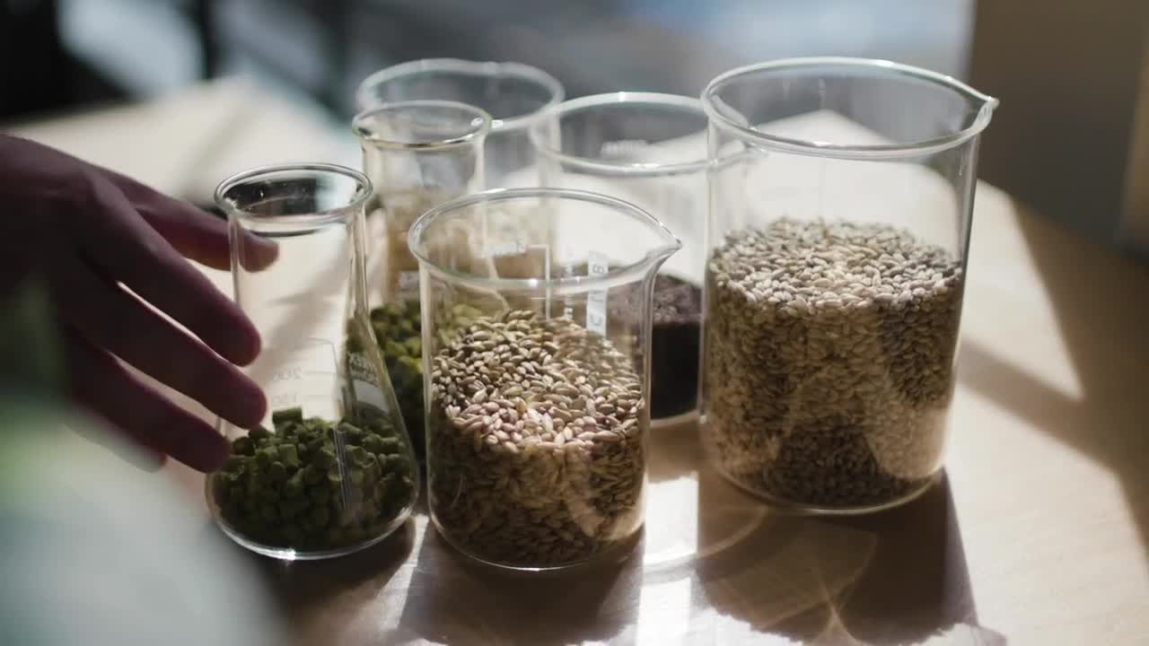 Stock Video Glass Beakers With Barley Seeds Live Wallpaper For PC - Free Download