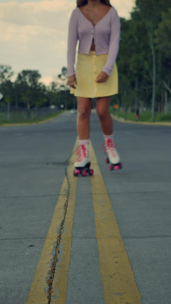 Stock Video Girl Approaching Skating Down The Middle Of The Street Live Wallpaper For PC - Free Download