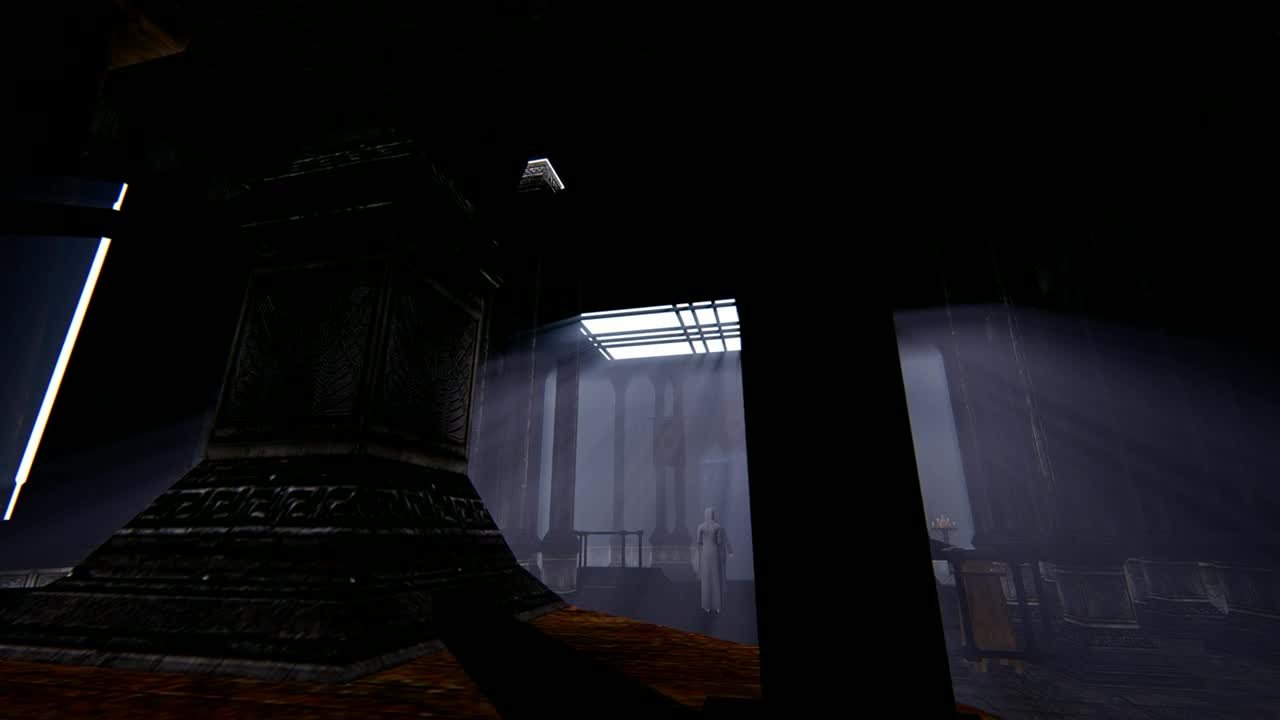 Stock Video Dark Religious Temple With A Woman And A Man In Live Wallpaper For PC - Free Download