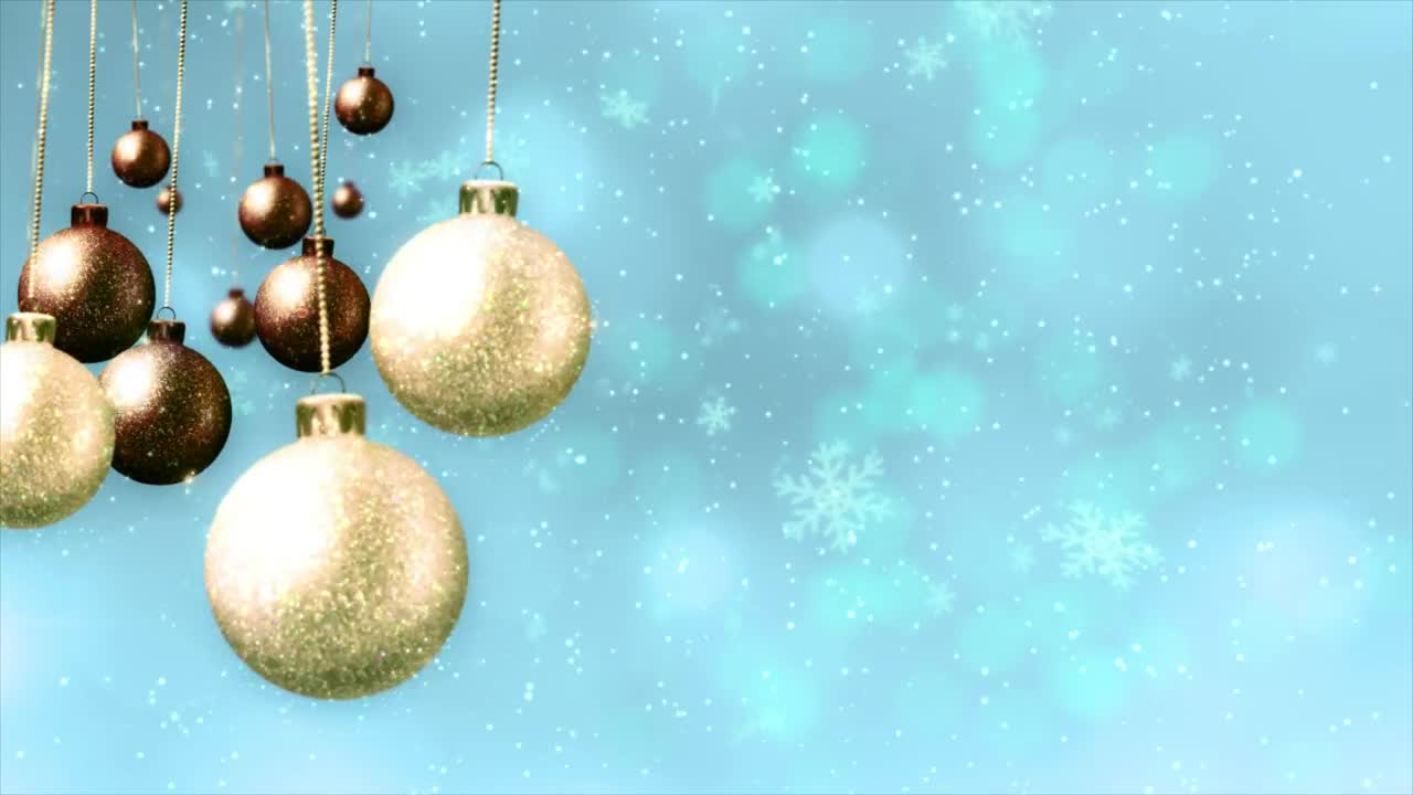Video Stock Christmas Spheres And Snowflakes On Blue Background Live Wallpaper For PC - Free Download