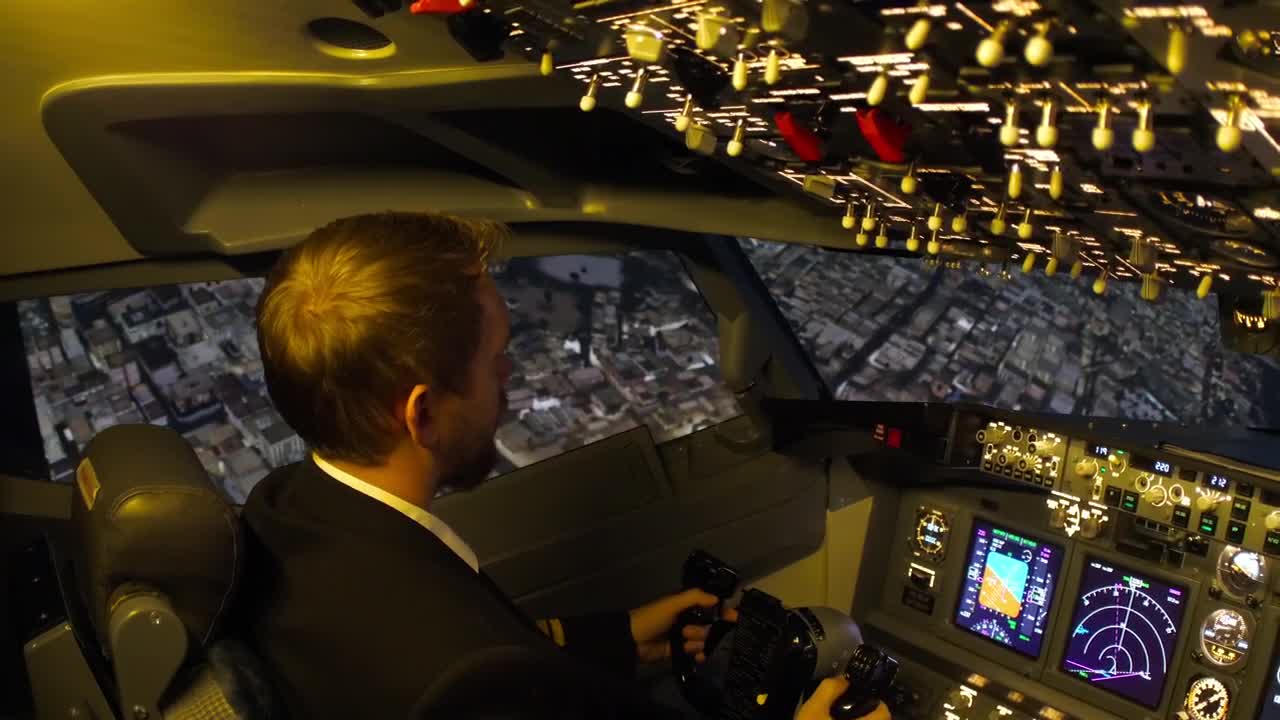 Stock Video Cockpit View Of The Pilot Flying Above The City Live Wallpaper For PC - Free Download