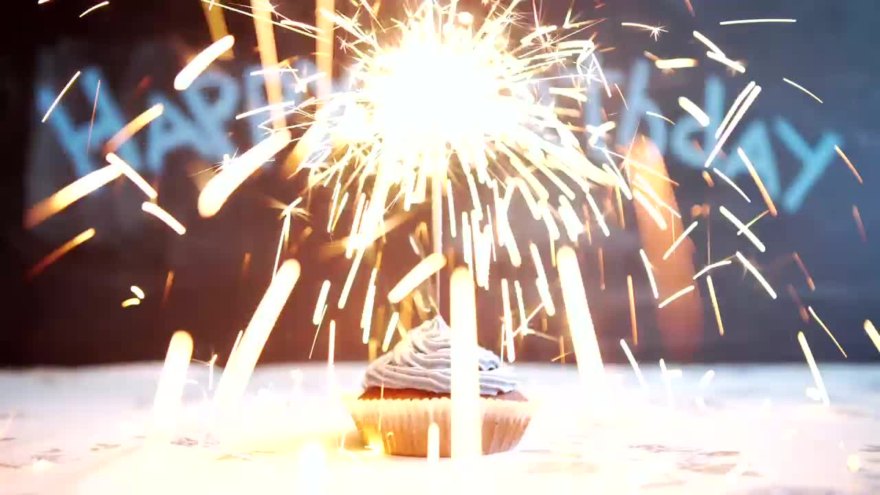 Stock Video Happy Birthday Special Sparkling Cupcake Animated Wallpaper - Free Download