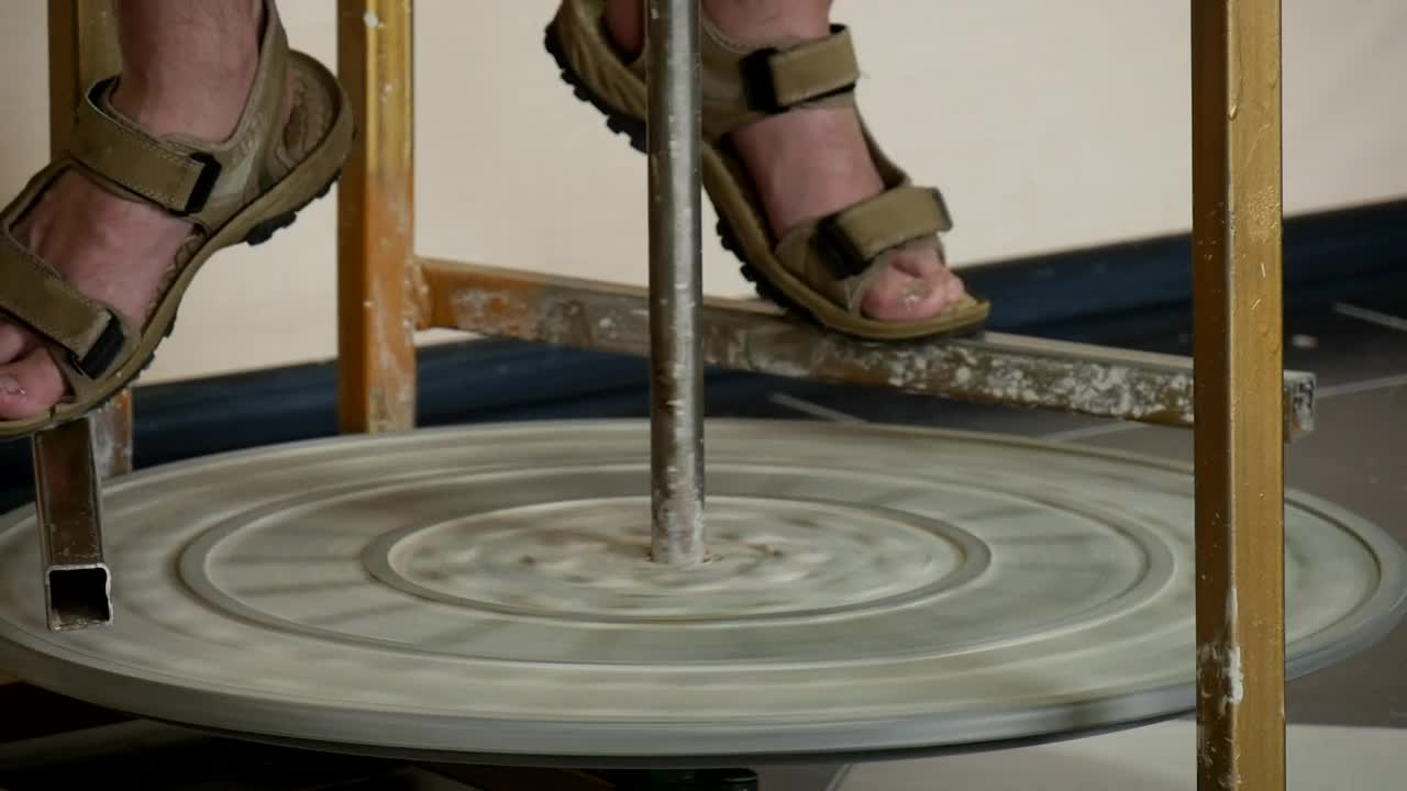 Stock Video Male Potter Feet In Sandals And Rotating Wheel Animated Wallpaper - Free Download