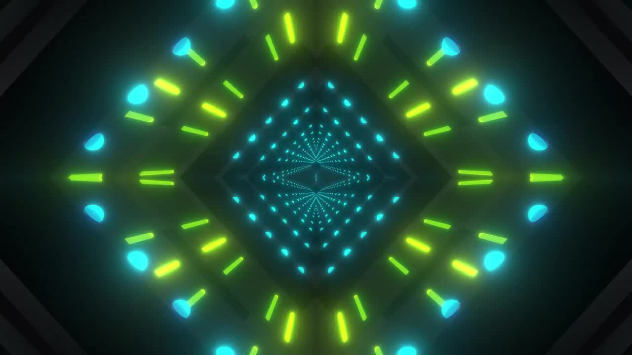 Stock Video Diamond Tunnel Of Blue And Green Neon Lights Live Wallpaper For PC - Free Download