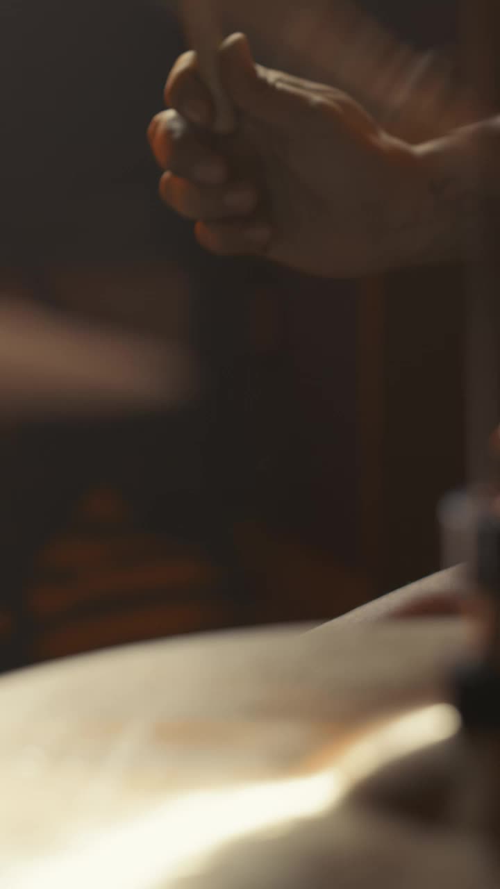 Video Stock Close Shot Of A Drum Kit While A Drummer Plays Live Wallpaper For PC - Free Download