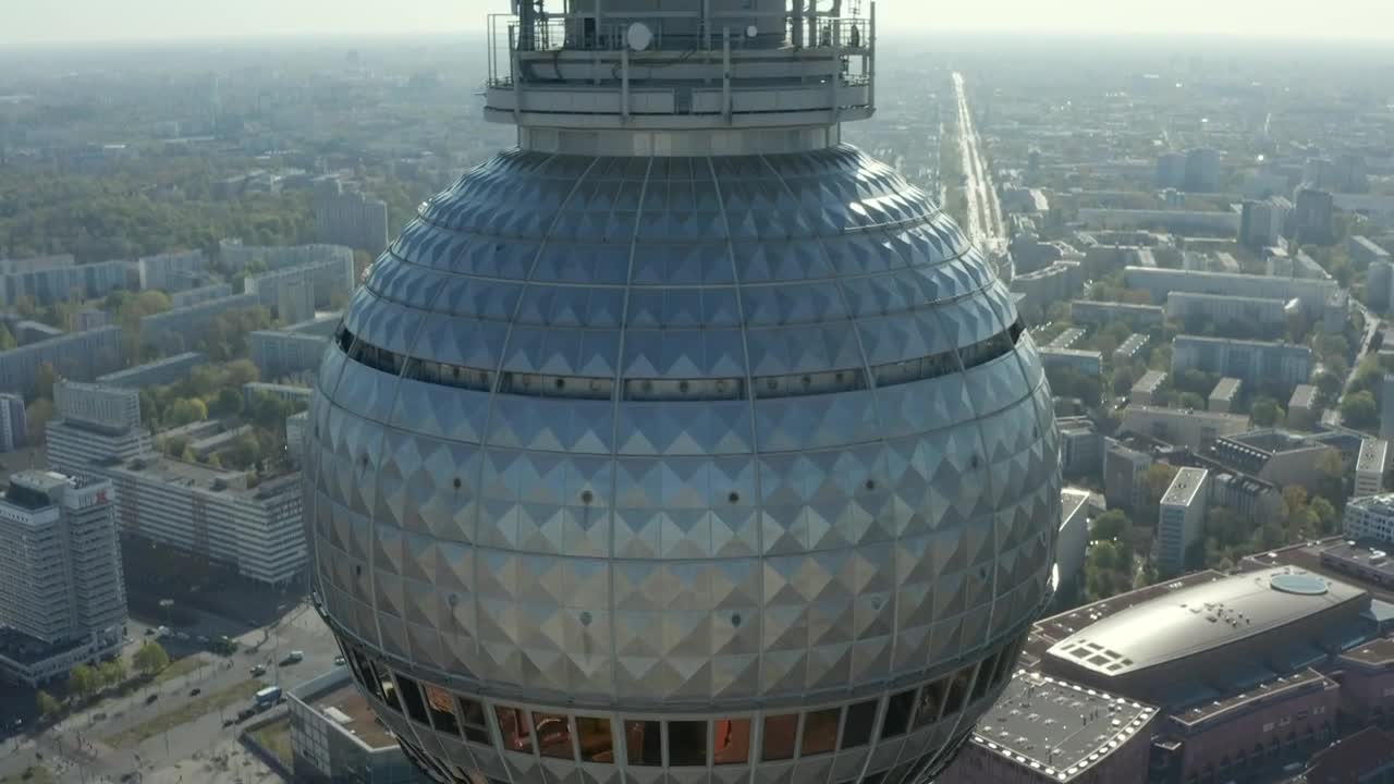 Stock Video Detailed Aerial Shot Of The Alexanderplatz Tower Live Wallpaper For PC - Free Download