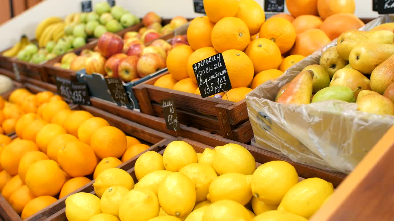 Free Stock Video Various Fruits On Shelves In The Market Live Wallpaper - Free Download