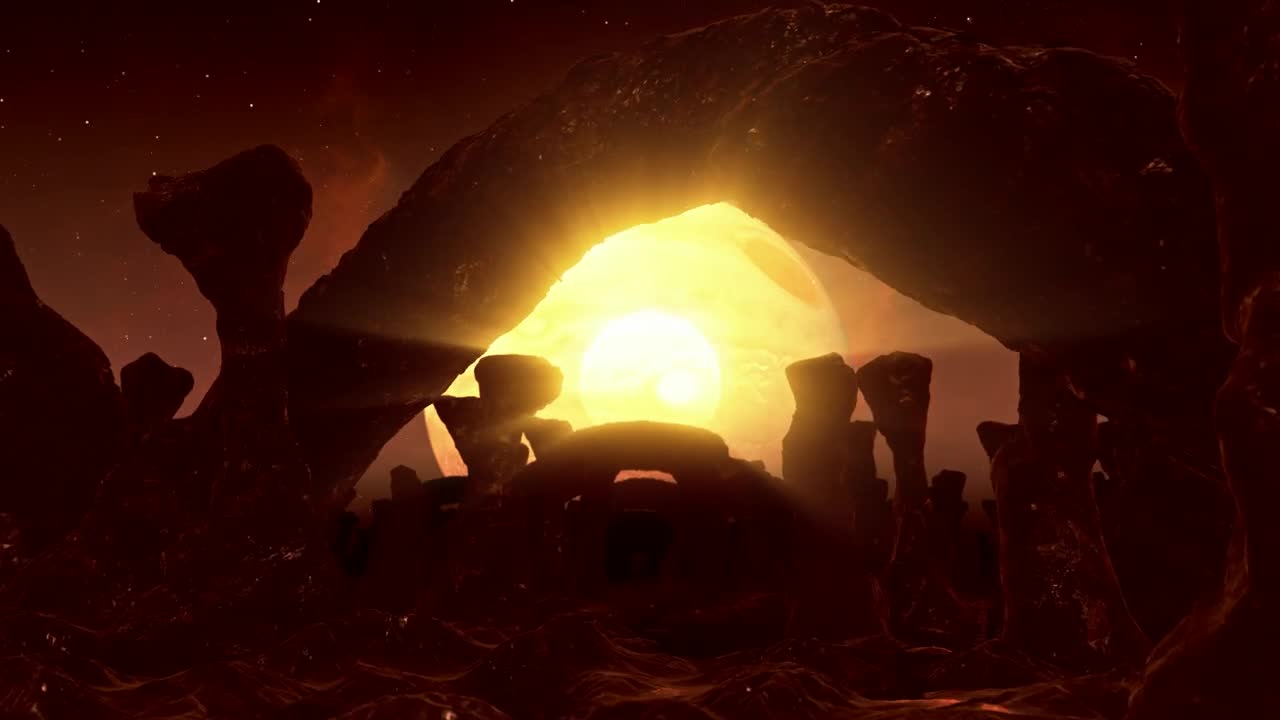 Stock Video Flying Over An Alien Planet With Rock Formations Live Wallpaper For PC - Free Download