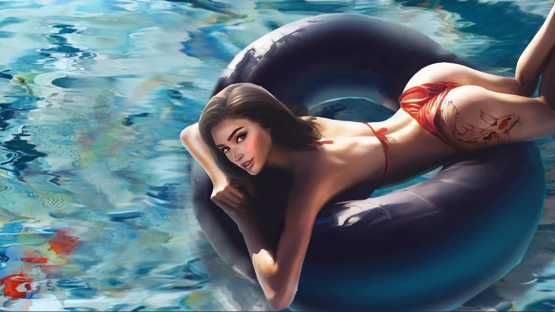 Summer Girl in Donut Live Wallpaper - Free Download